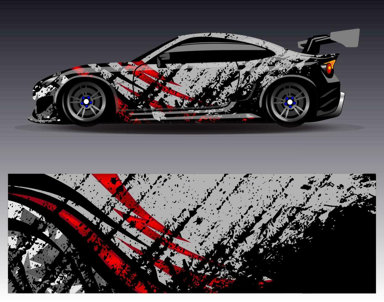 Auto-Wrap-Design-Vektor. grafische abstrakte Streifen-Rennhintergrund-Kit-Designs für Wrap-Fahrzeug-Rennwagen-Rallye-Abenteuer und Lackierungen vektor