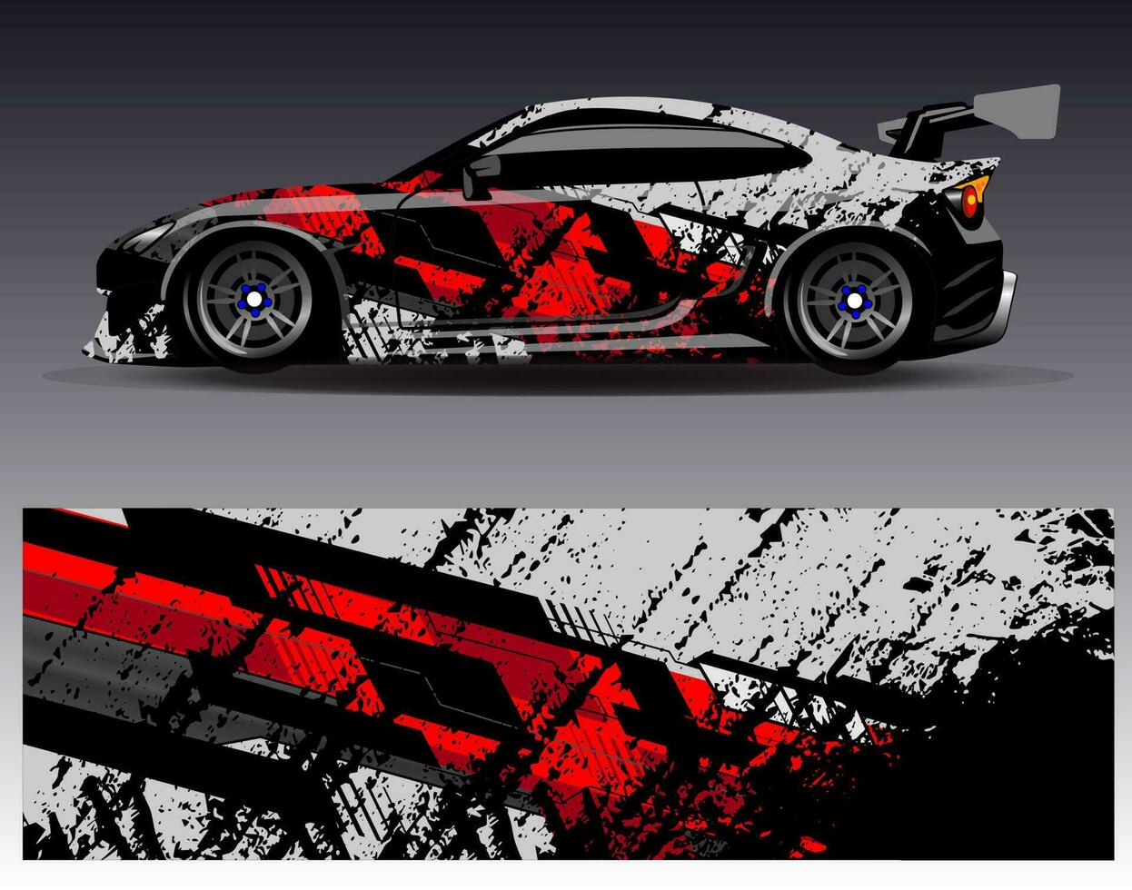 bil wrap design vektor. grafisk abstrakt stripe racing bakgrund kit designs för wrap fordon racer bil rally äventyr och livery vektor