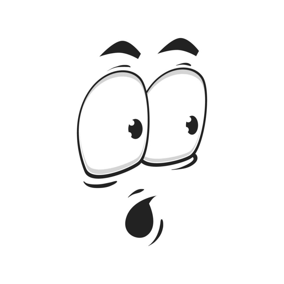 tecknad serie överraskad ansikte, vektor rolig emoji, Wow