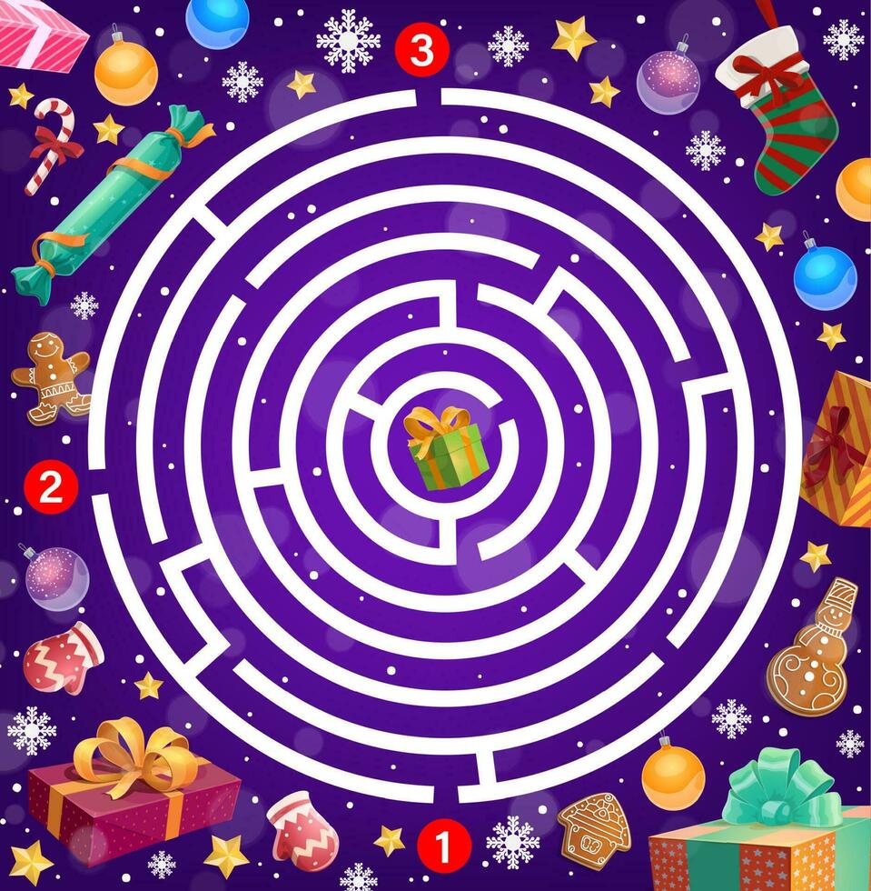 Kinder Spiel Labyrinth, Weihnachten Matze mit Geschenke vektor