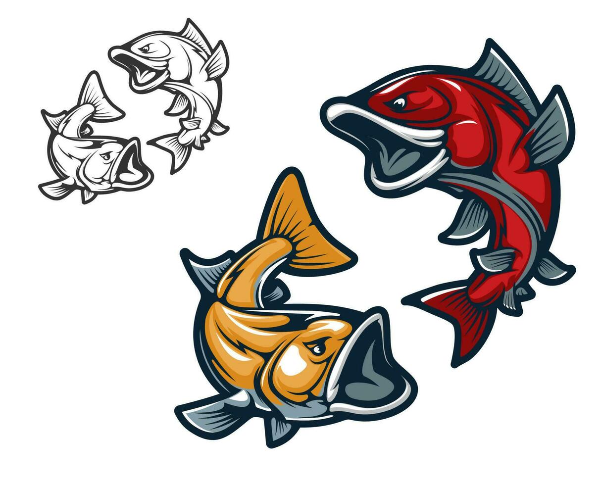 karp fisk maskot, sport klubb team emblem vektor