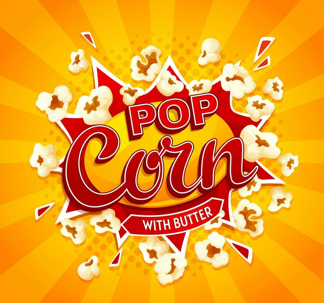 Karikatur Film Pop Mais platzen, Popcorn Snack vektor