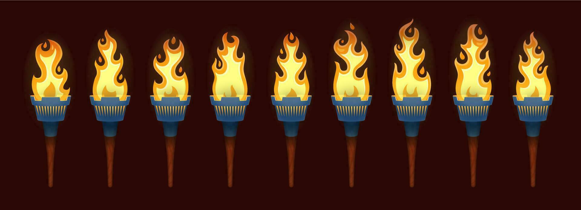 Verbrennung Fackel Flamme Animation Reihenfolge oder Schleife vektor