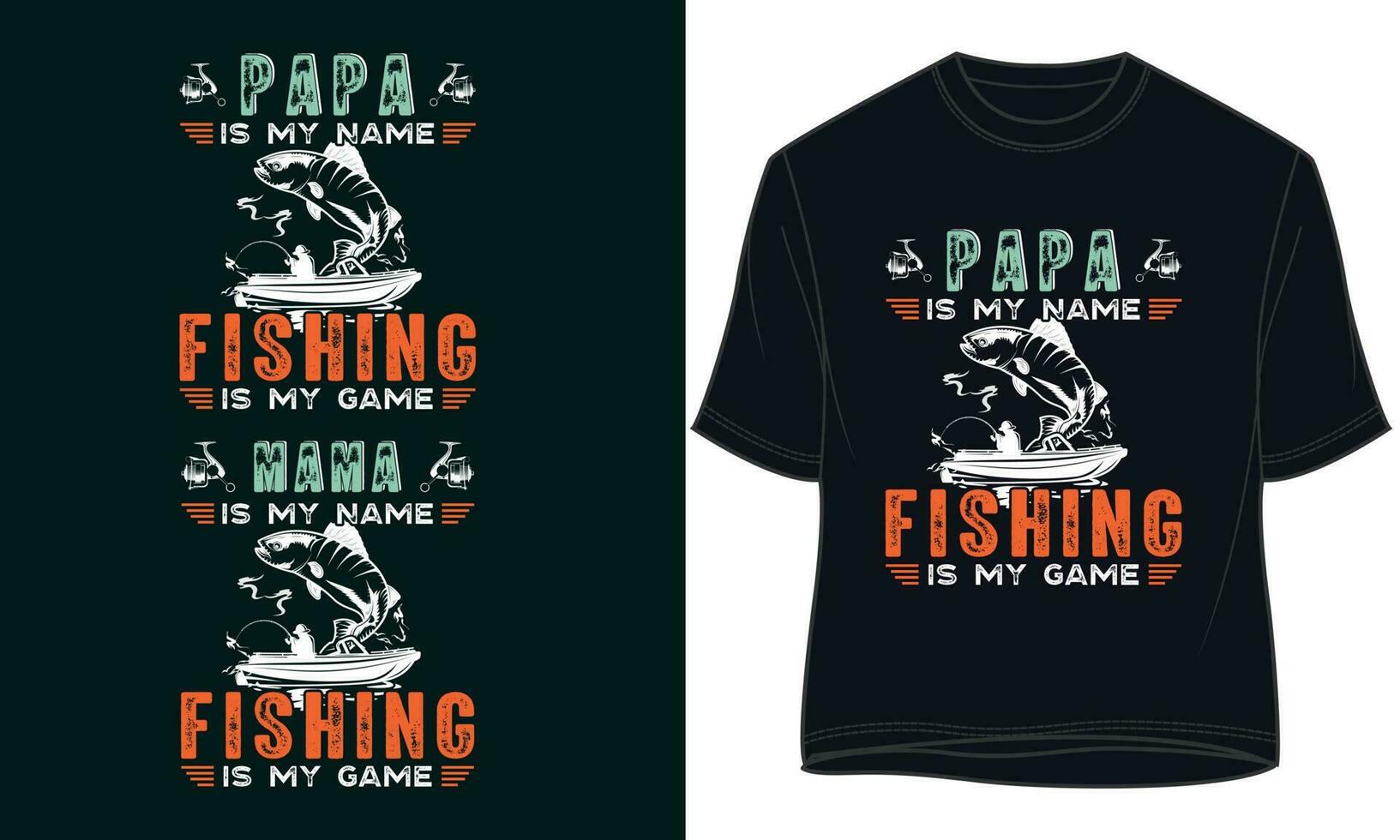 pappa är min namn fiske är min spel. fiske t-shirt design vektor