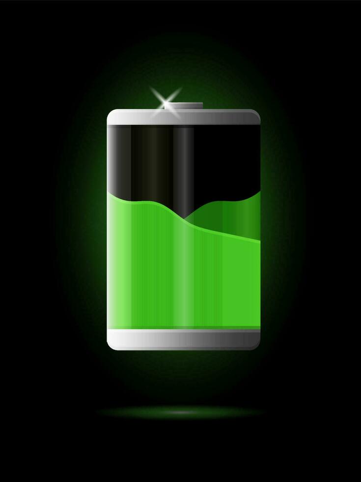 Illustration transparent glühend mit Grün Licht Batterien mit. vektor