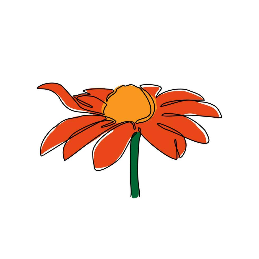 ein schön Blume auf ein Weiß Hintergrund im kontinuierlich Linie Kunst Zeichnung Stil. Design mit minimalistisch schwarz linear Design isoliert auf Weiß Hintergrund. Pflanze Themen Vektor Illustration