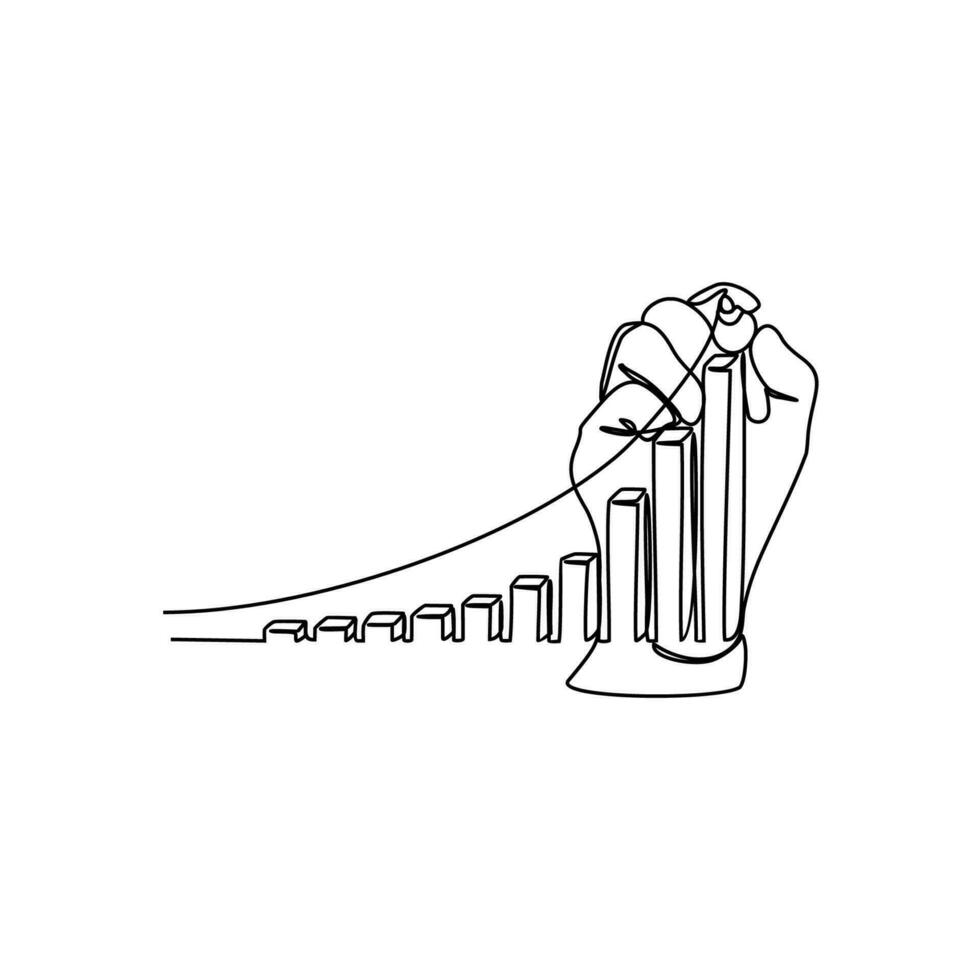 einer kontinuierlich Linie Zeichnung von Geschäft Diagramm Design Konzept. Geschäft Wachstum Illustration im einfach linear Stil. Geschäft Design Konzept Vektor Illustration