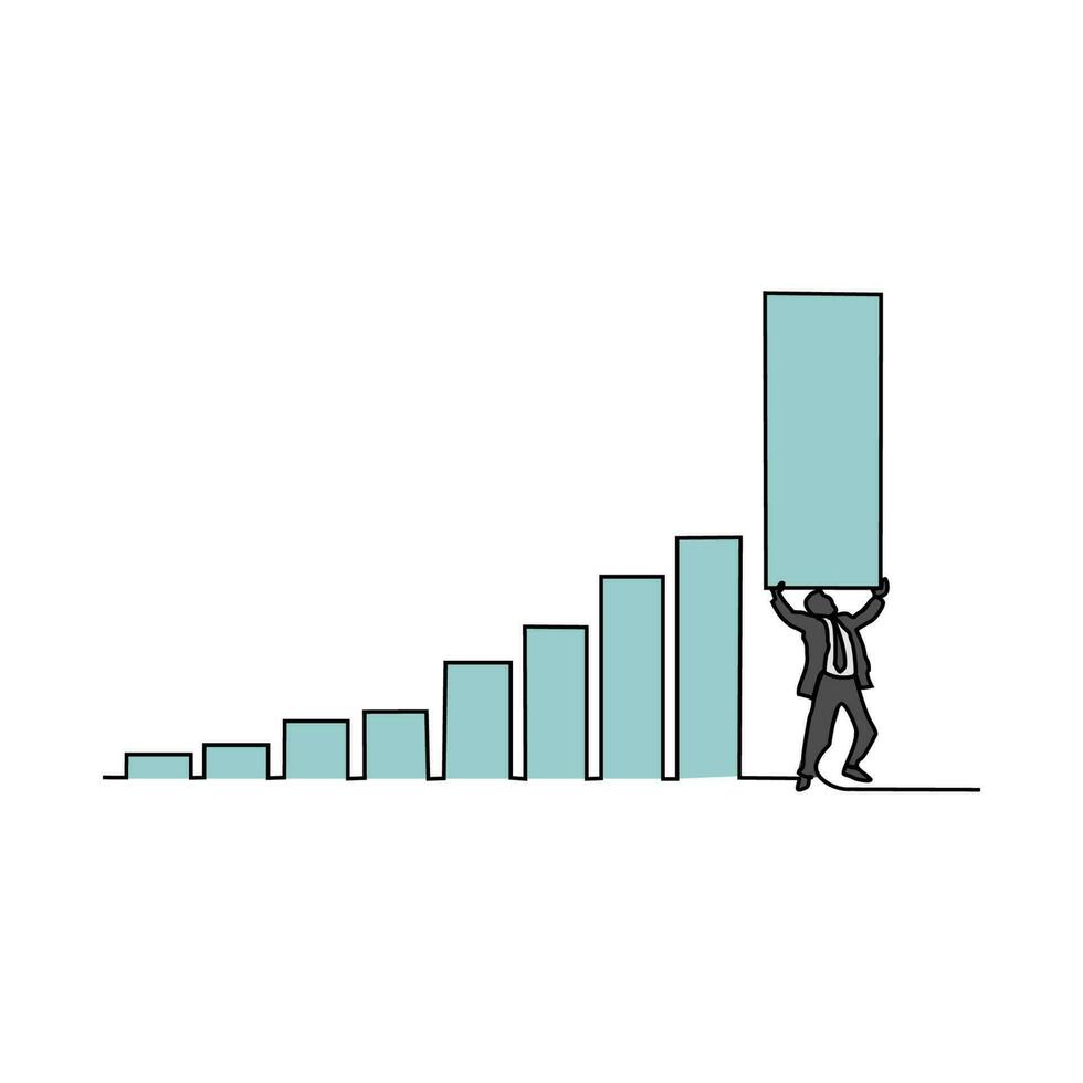 einer kontinuierlich Linie Zeichnung von Geschäft Diagramm Design Konzept. Geschäft Illustration im einfach linear Stil. Geschäft Design Konzept Vektor Illustration