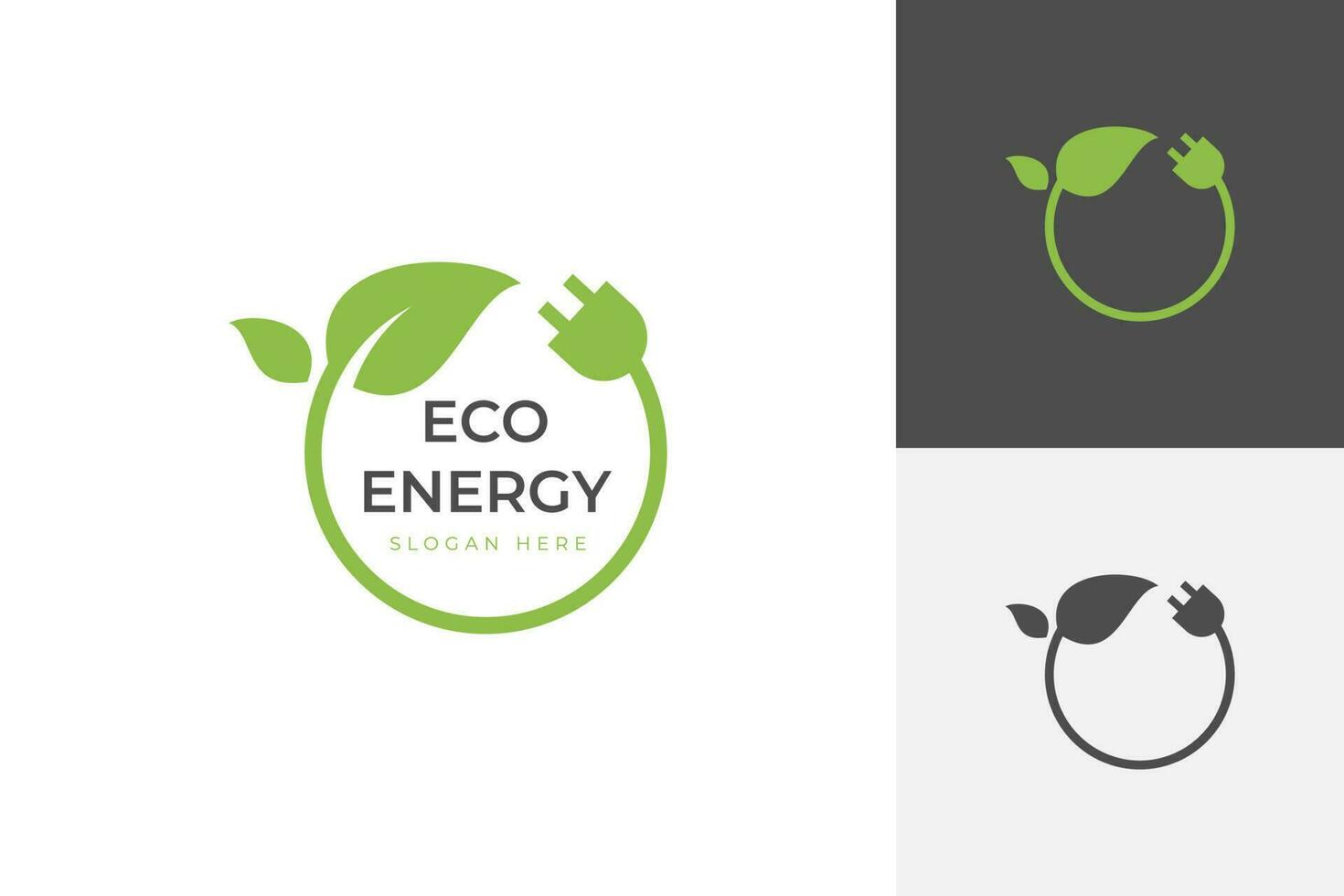 förnybar logotyp med grön energi sparande ikon design. elektrisk avgift blad och kraft plugg tecken design begrepp. hållbar logotyp design vektor