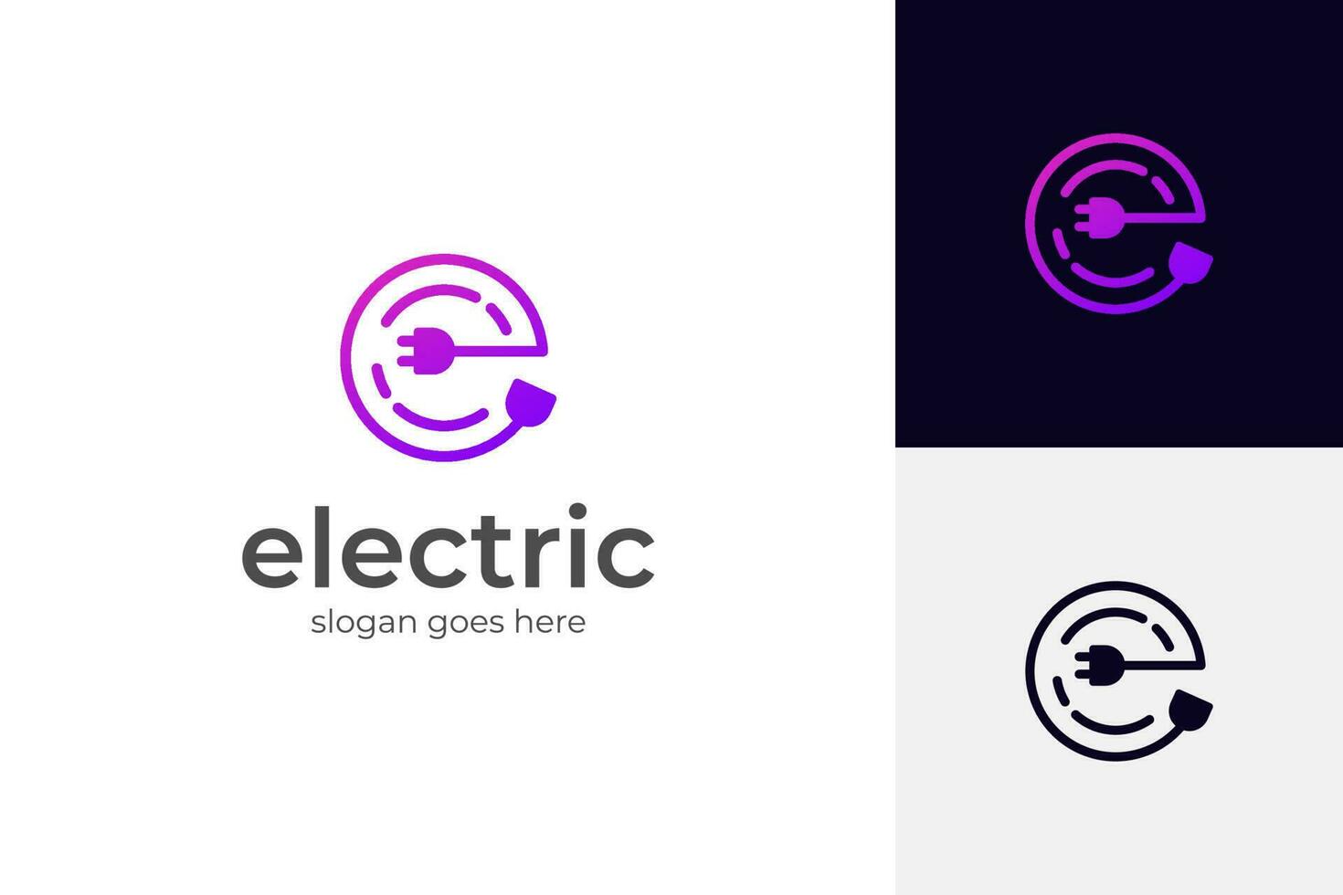 abstrakt Brief e Elektrizität Linie Logo Design, Initiale Brief e und Stecker Kombination mit Gradient Farbe Design Konzept Logo Element, Zeichen, Symbol, Vektor Illustration