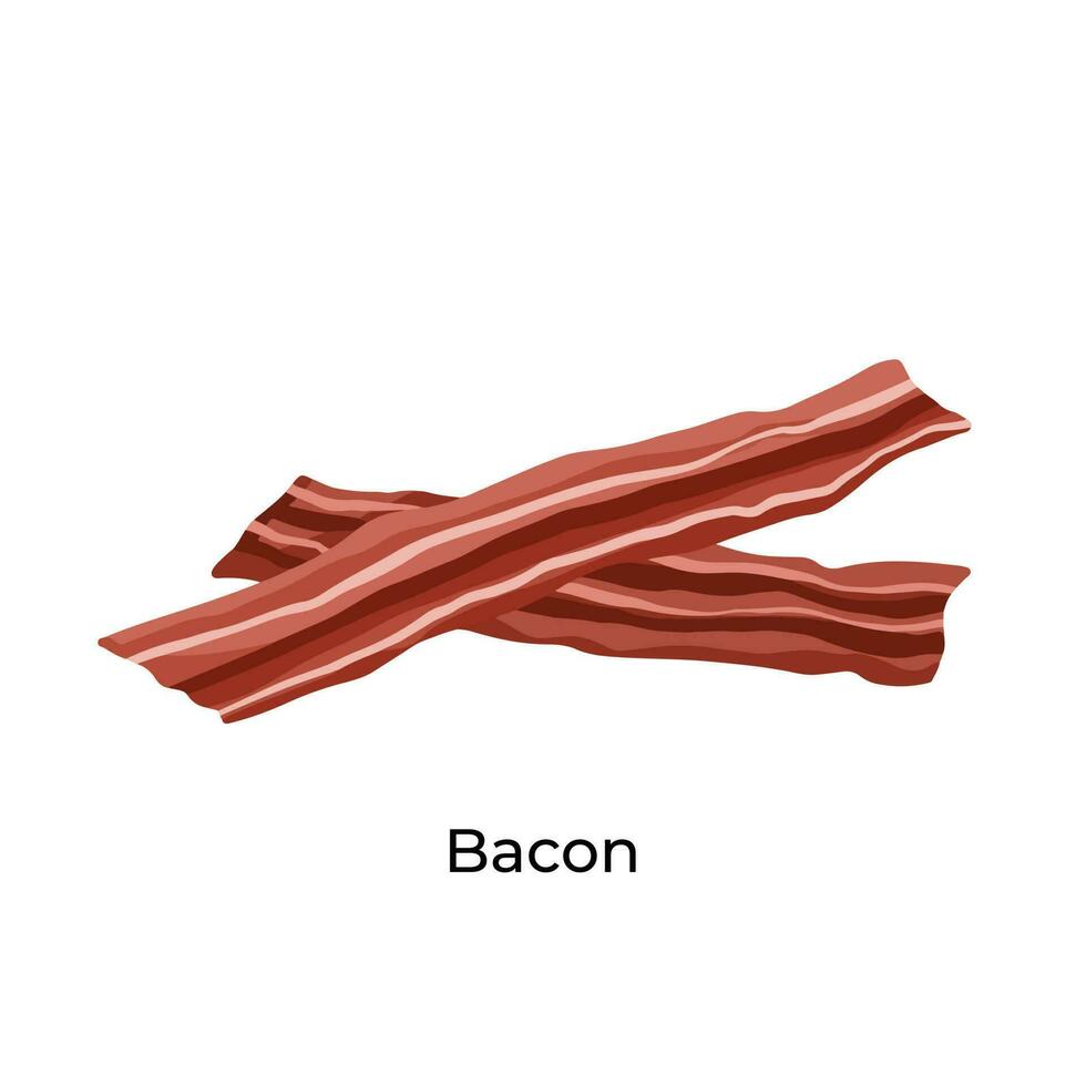 bacon mat vektor illustration isolerat på fyrkant vit bakgrund mall. enkel platt smaskigt och utsökt mat teckning med tecknad serie konst stil.