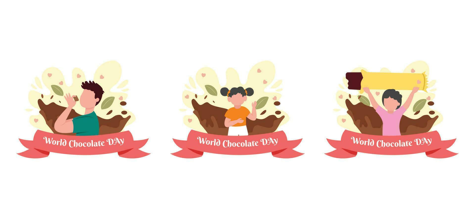 värld choklad dag platt bunt design illustration vektor