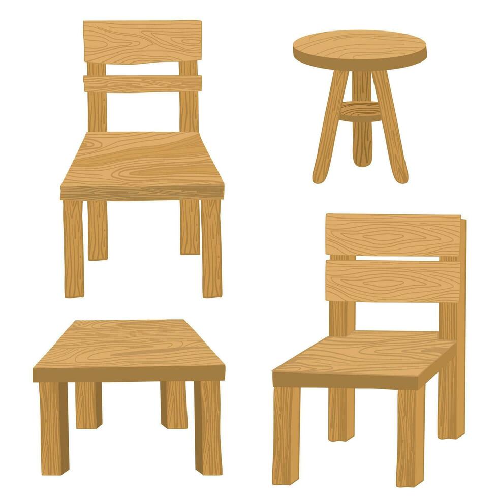 uppsättning av trä- stol möbel vektor