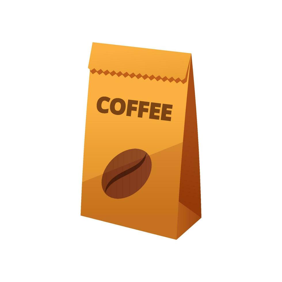 kaffe böna papper paket vektor isolerat.