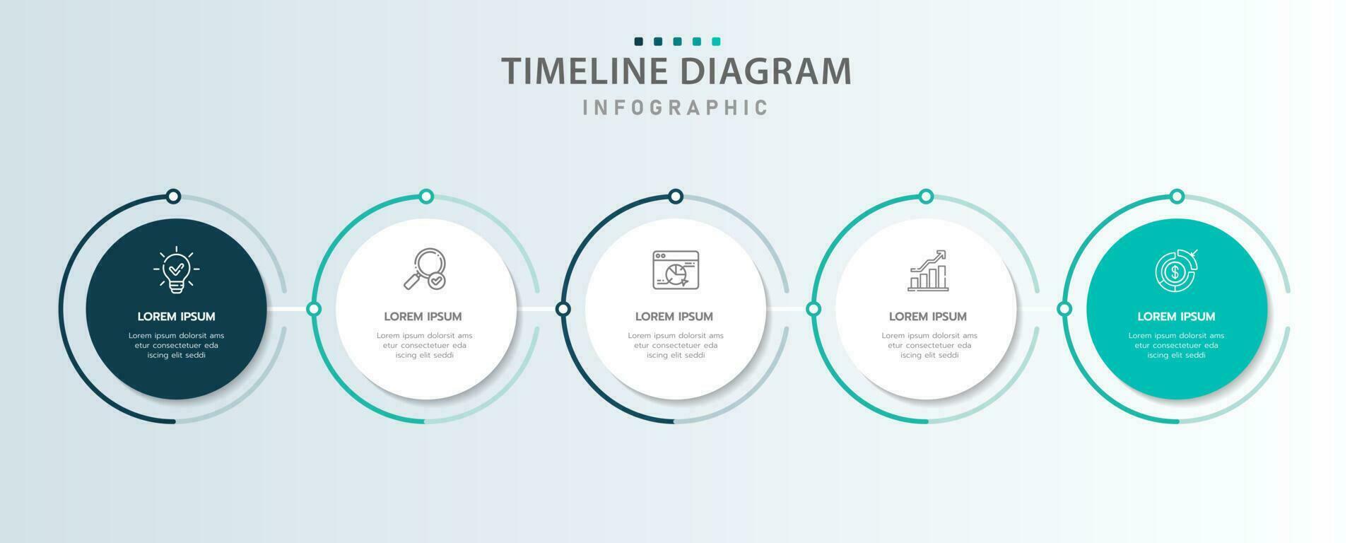 infographic mall för företag. 5 steg modern tidslinje diagram färdplan med cirkel ämne, presentation vektor infografik.