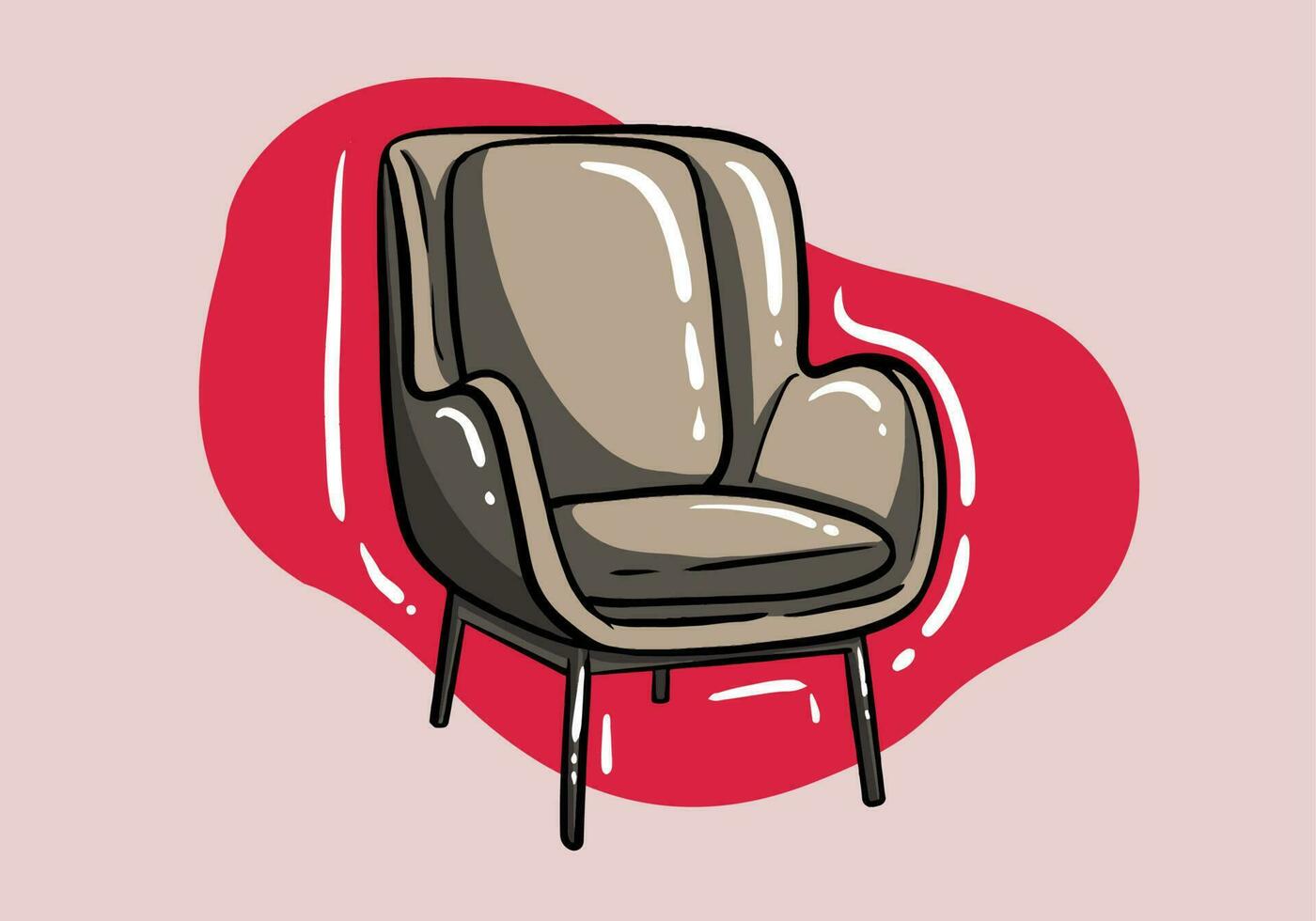Leben Zimmer Möbel Konzept. Aufkleber mit klassisch Sessel mit gepolstert Armlehnen und Sitz vektor