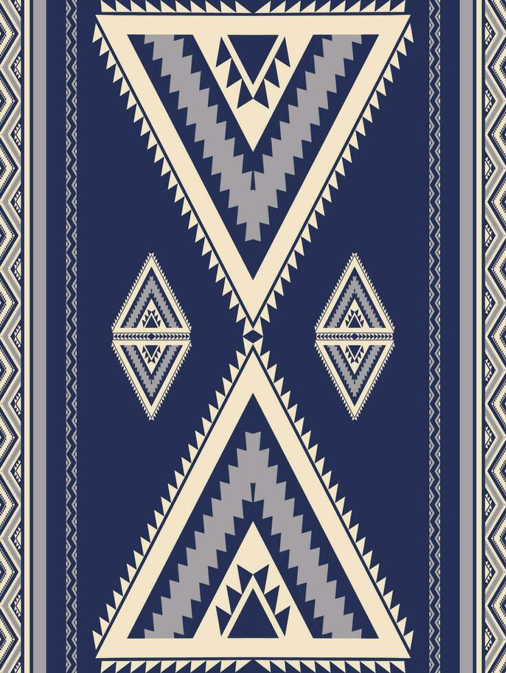 aztekisch navajo Blau Weiss geometrisch Muster. ethnisch Südwesten geometrisch gestalten nahtlos Muster. ethnisch Muster verwenden zum Teppich, Teppich, Tapisserie, Matte, Kissen, Hintergrund, Textil- Grenze, Tabelle Läufer vektor