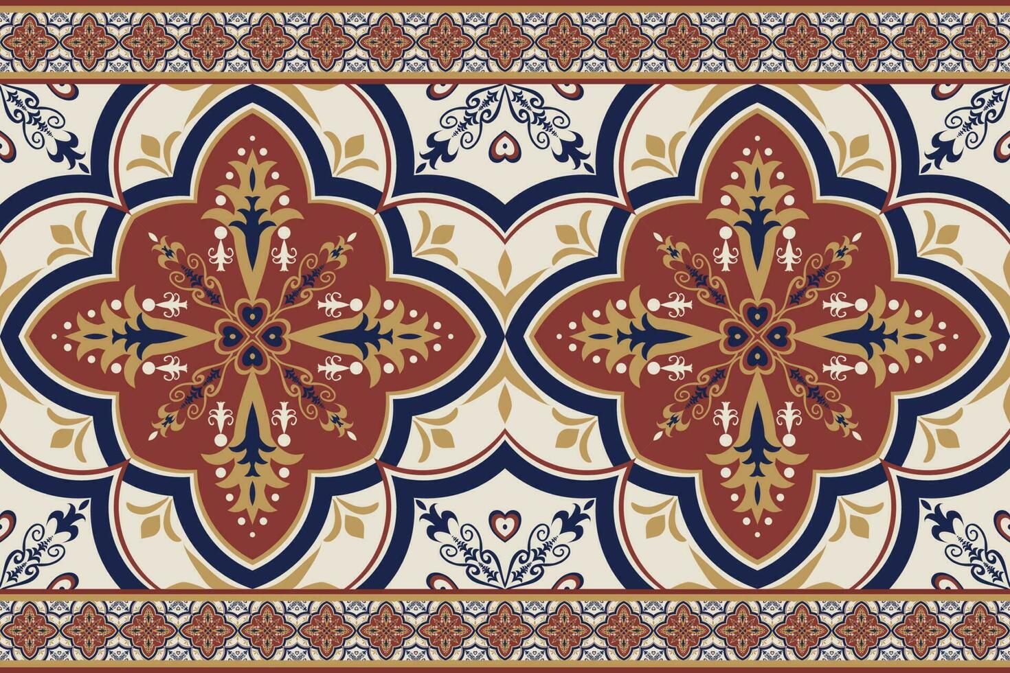 etnisk gräns färgrik blommig mönster. etnisk geometrisk blommig form sömlös mönster arabicum stil. använda sig av för tyg, textil, matta, matta, arkitektonisk ornament, Hem dekoration element, etc vektor