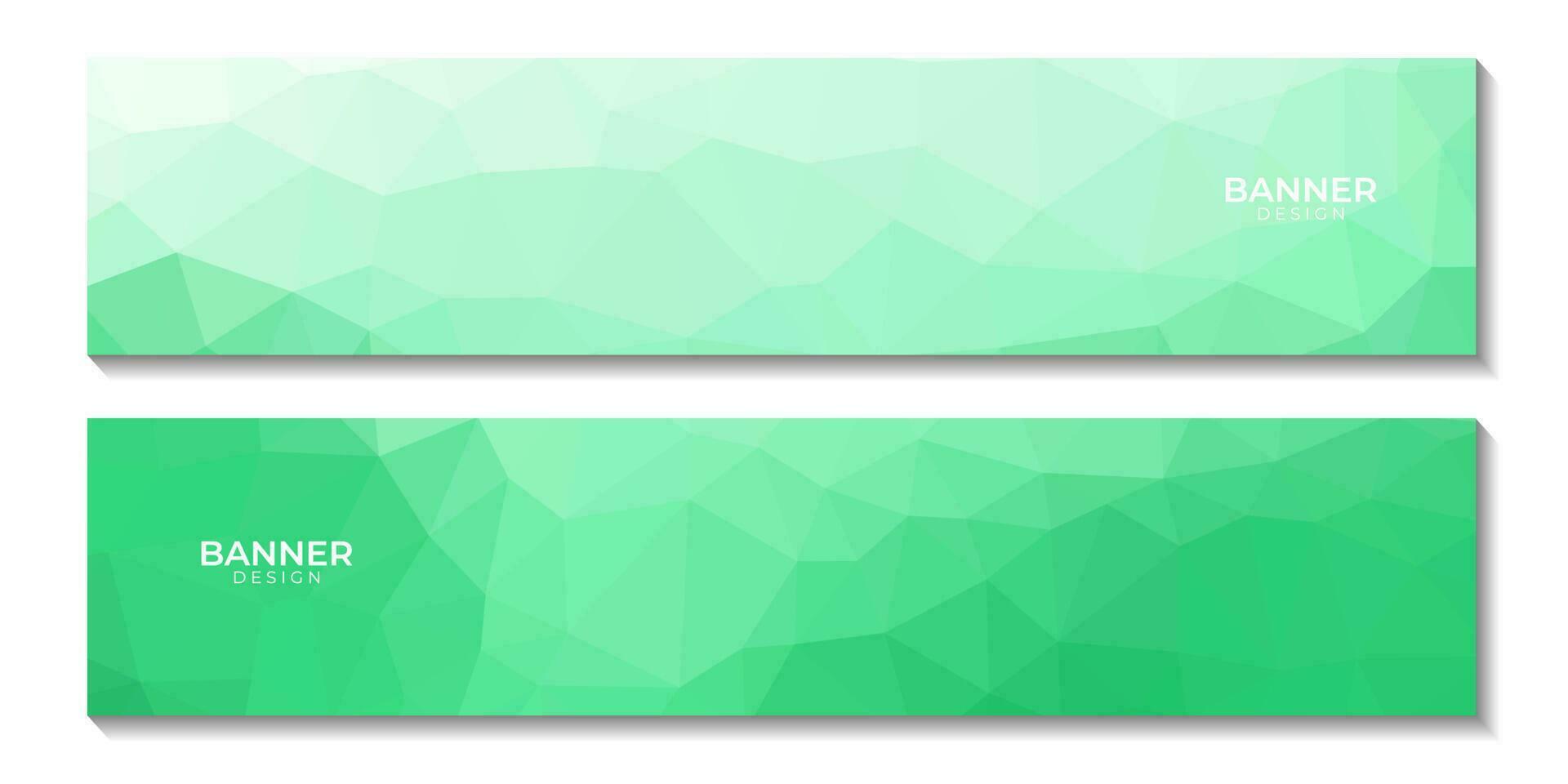 uppsättning av banderoller med abstrakt grön geometrisk färgrik bakgrund vektor