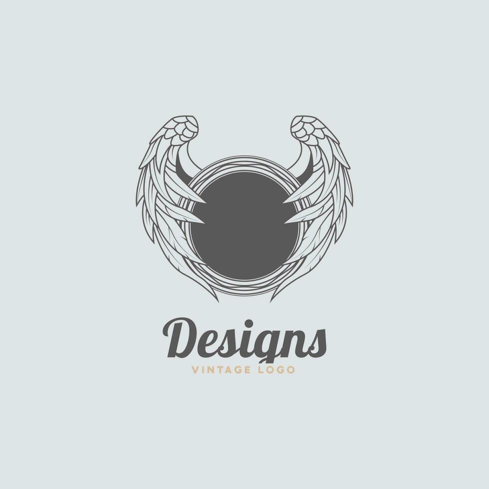 bevingad cirkel emblem. bevingad cirkel logotyp design mall. vektor