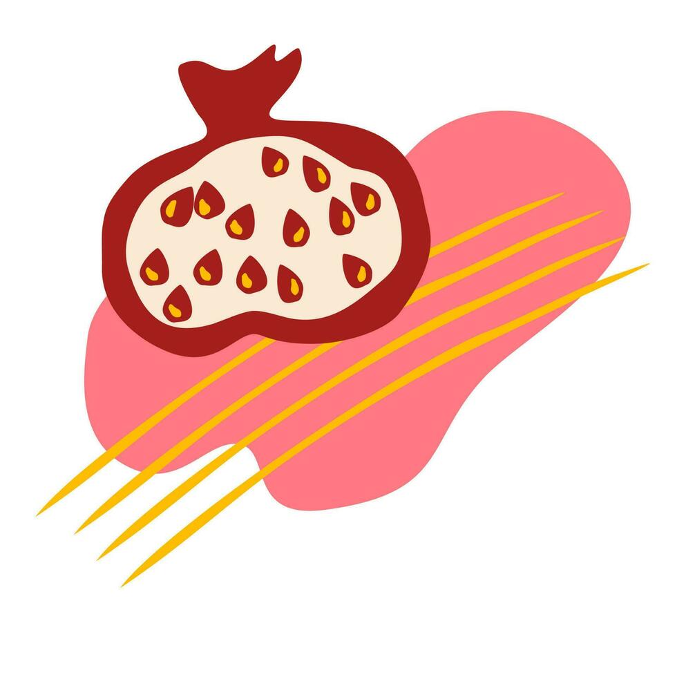 granatäpple. färsk frukt. sammansättning för t skjorta skriva ut, affisch, logotyp, vykort, märka eller kort. vektor hand dra illustration isolerat på vit bakgrund.