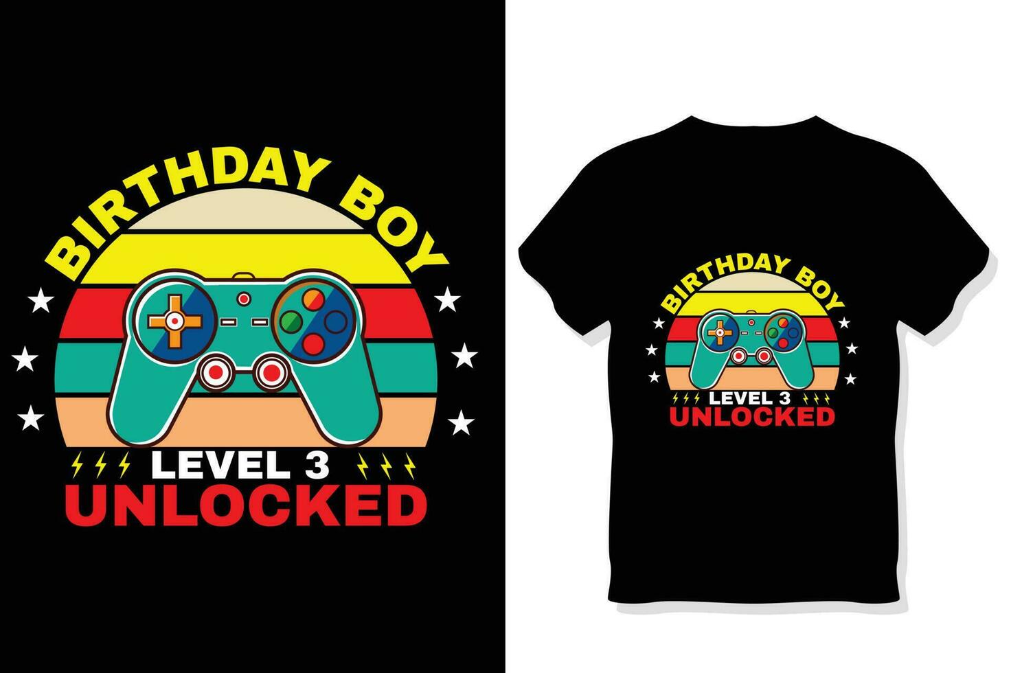födelsedag pojke nivå 3 olåst gaming t skjorta, gaming citat t skjorta, gamer t-shirt design vektor