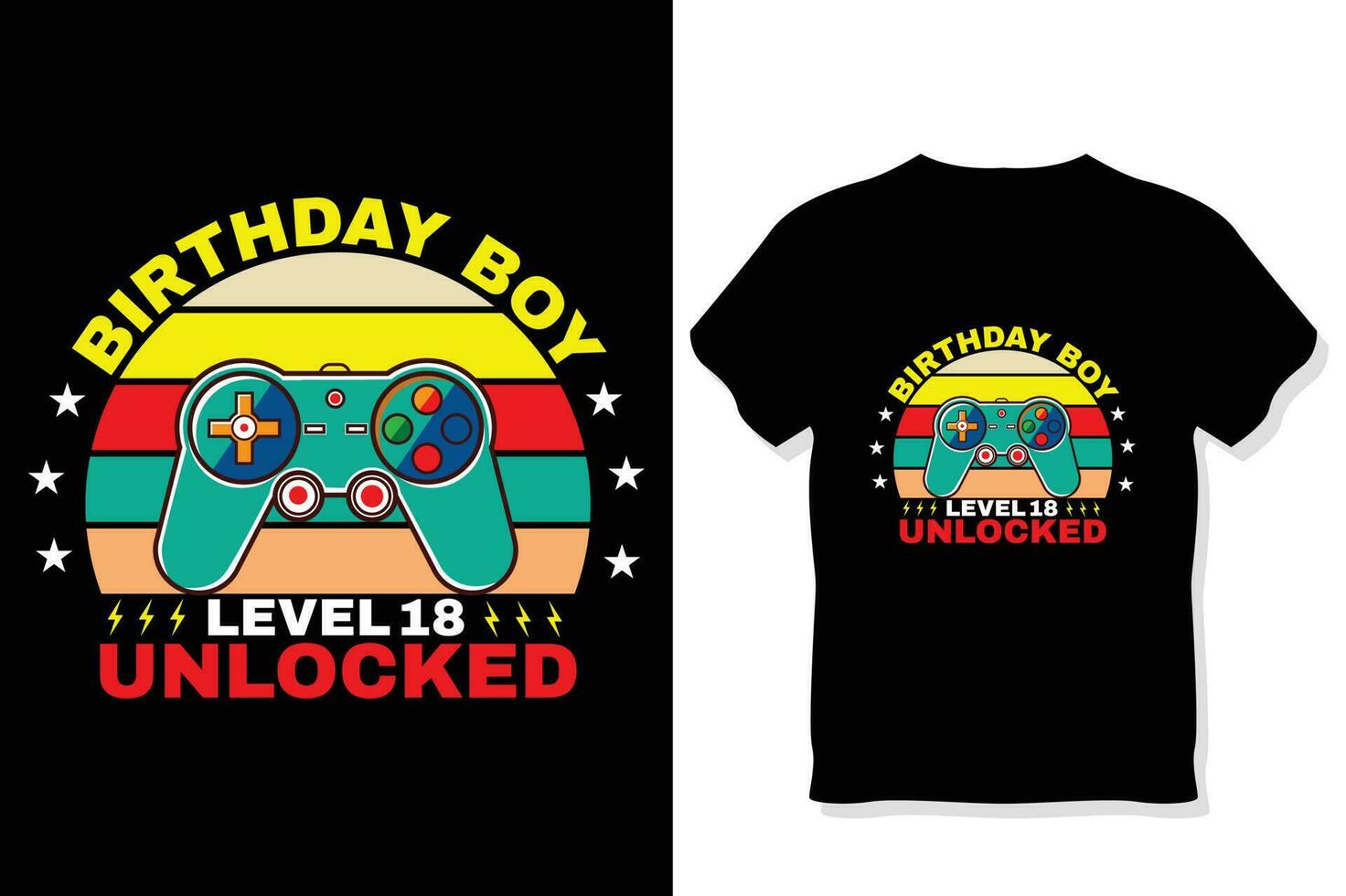 födelsedag pojke nivå 18 olåst gaming t skjorta, gaming citat t skjorta, gamer t-shirt design vektor