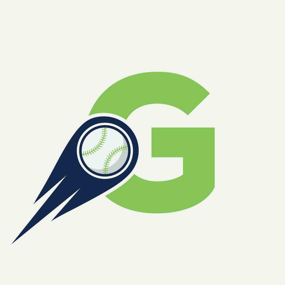 brev g baseboll logotyp begrepp med rör på sig baseboll ikon vektor mall