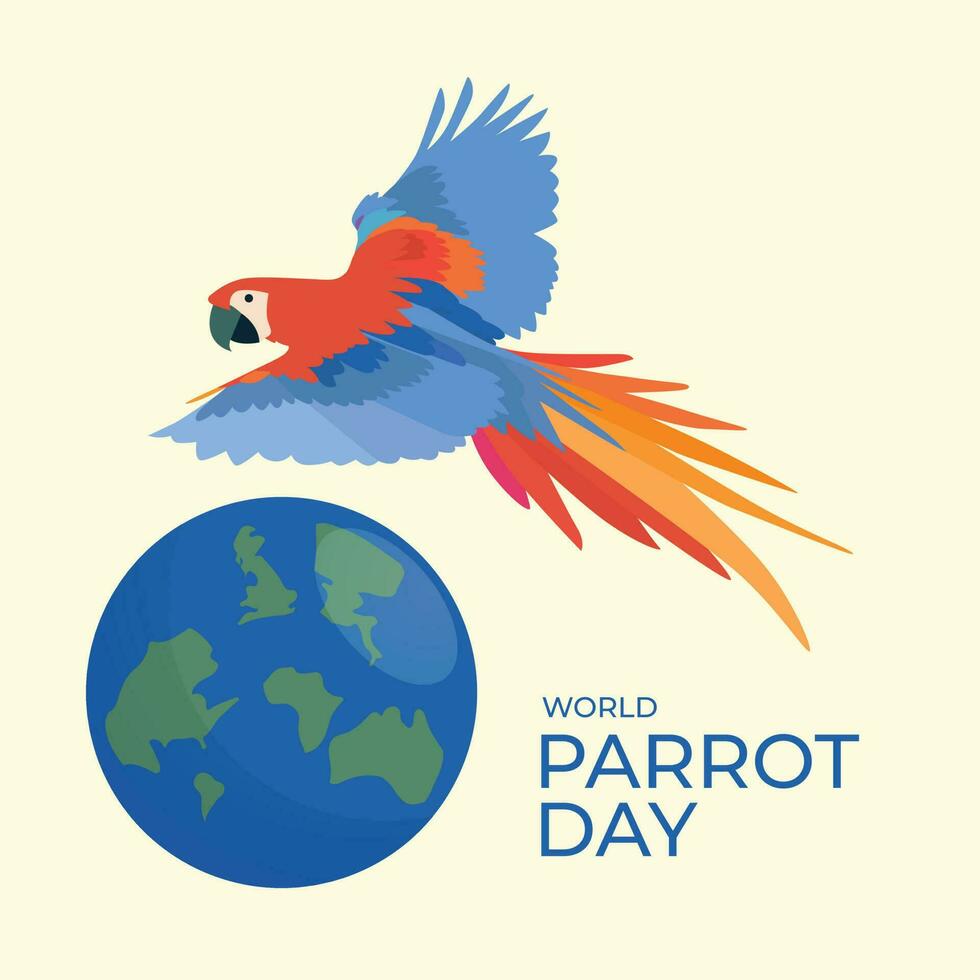 värld papegoja dag design mall för firande. papegoja vektor design. fågel illustration. platt papegoja design.