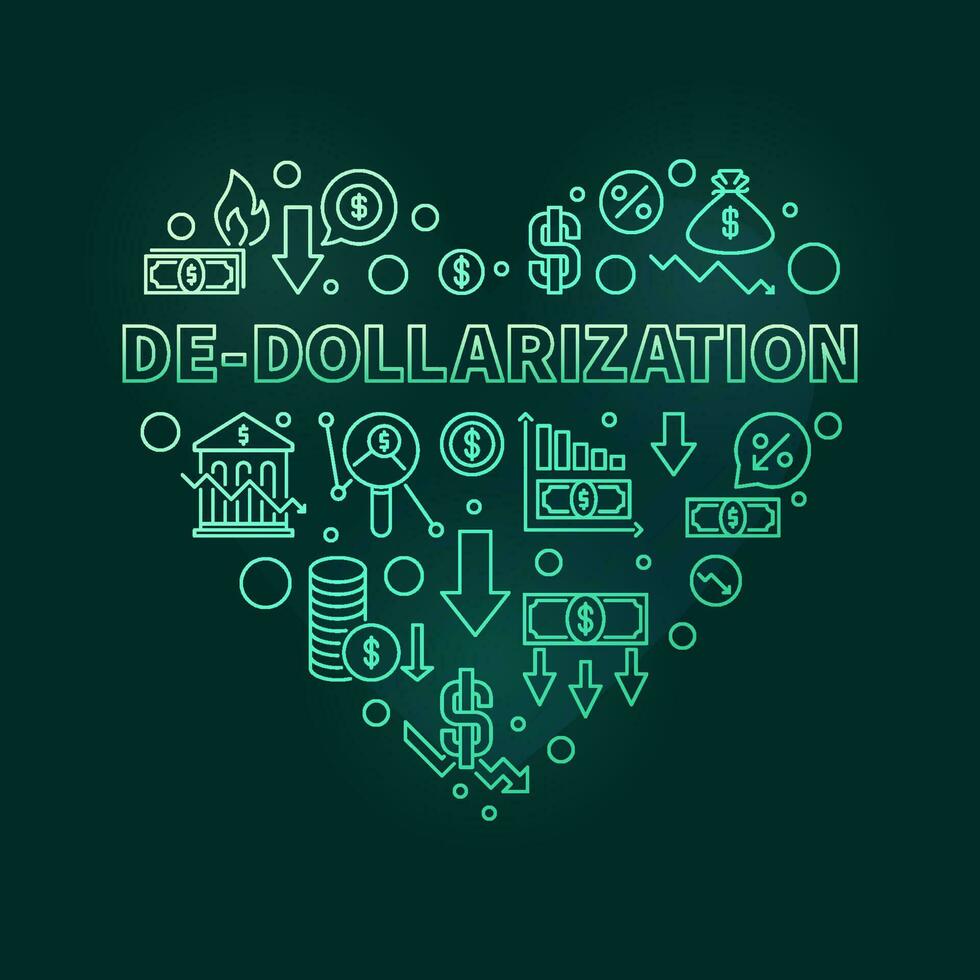 Entdollarisierung Herz Vektor Grün Banner - - USD Währung Entdollarisierung Illustration