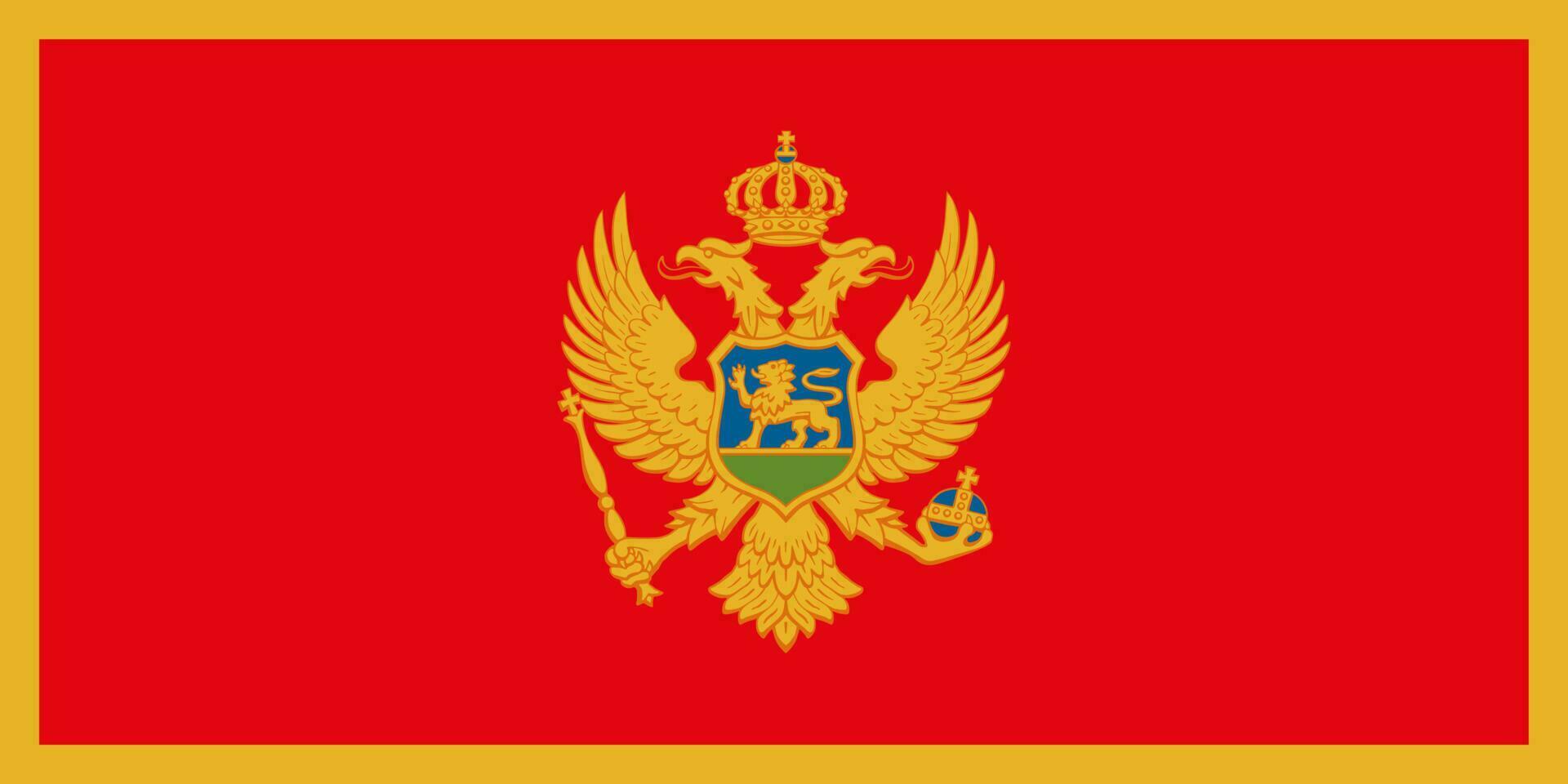 montenegro flagga, officiella färger och proportioner. vektor illustration.