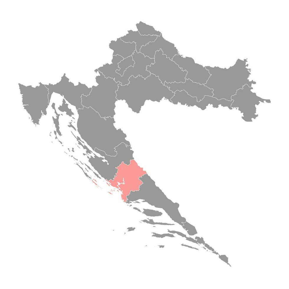 Sibenik knin Bezirk Karte, Unterteilungen von Kroatien. Vektor Illustration.