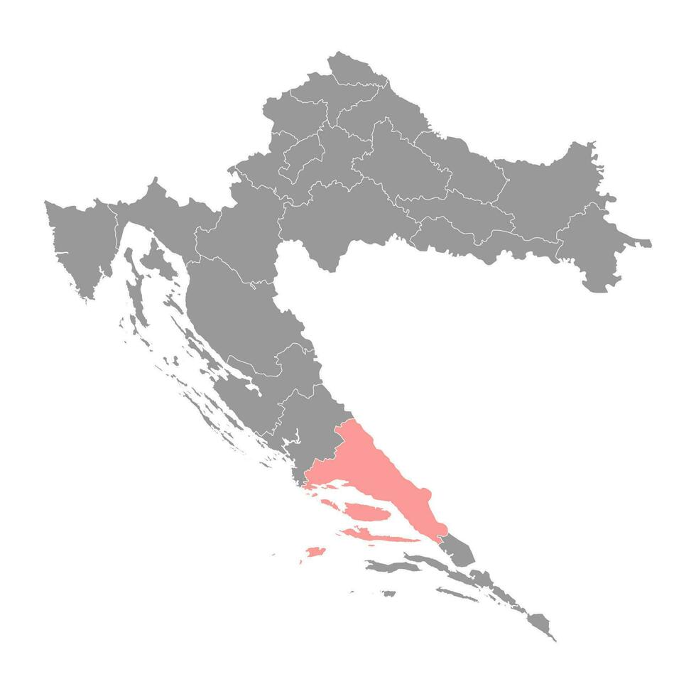 dela dalmatien grevskap Karta, underavdelningar av kroatien. vektor illustration.