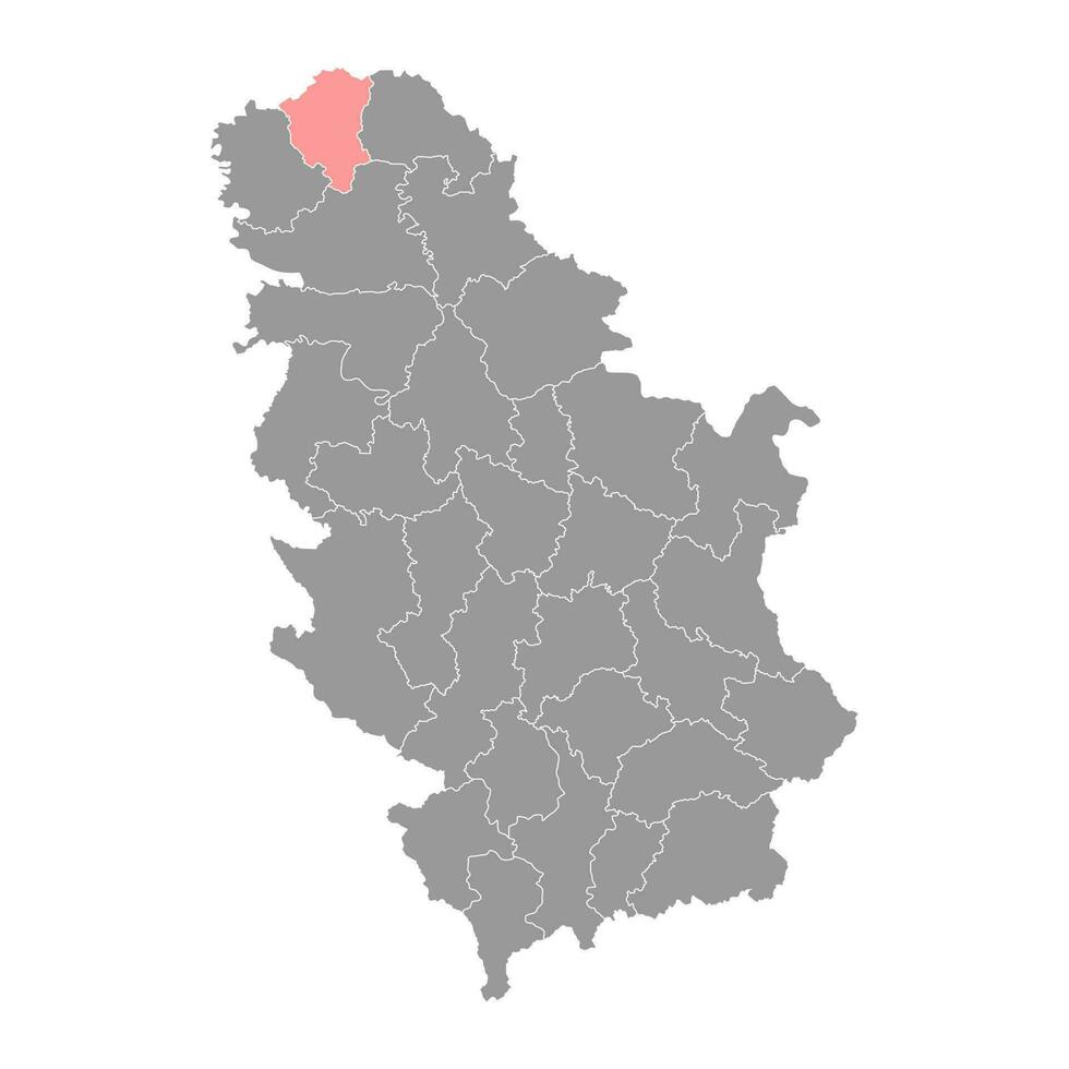 Norden backa Kreis Karte, administrative Kreis von Serbien. Vektor Illustration.