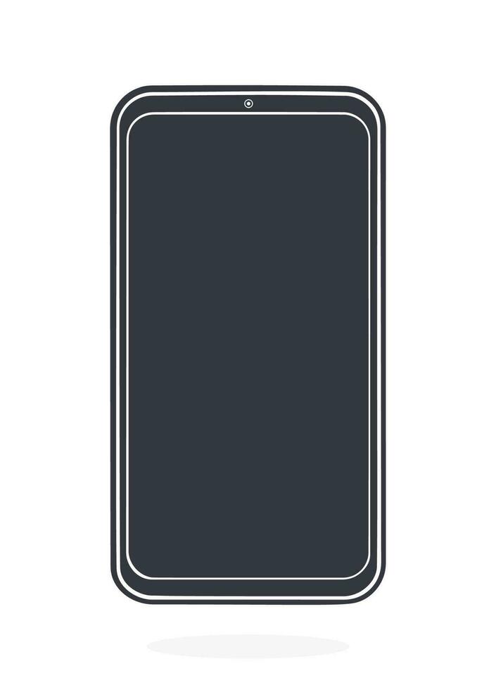 Silhouette von Smartphone mit voll Berührungssensitiver Bildschirm aus. Vektor Illustration. modern Clever Handy, Mobiltelefon Telefon Symbol. Digital Kommunikation Gerät. isoliert Weiß Hintergrund