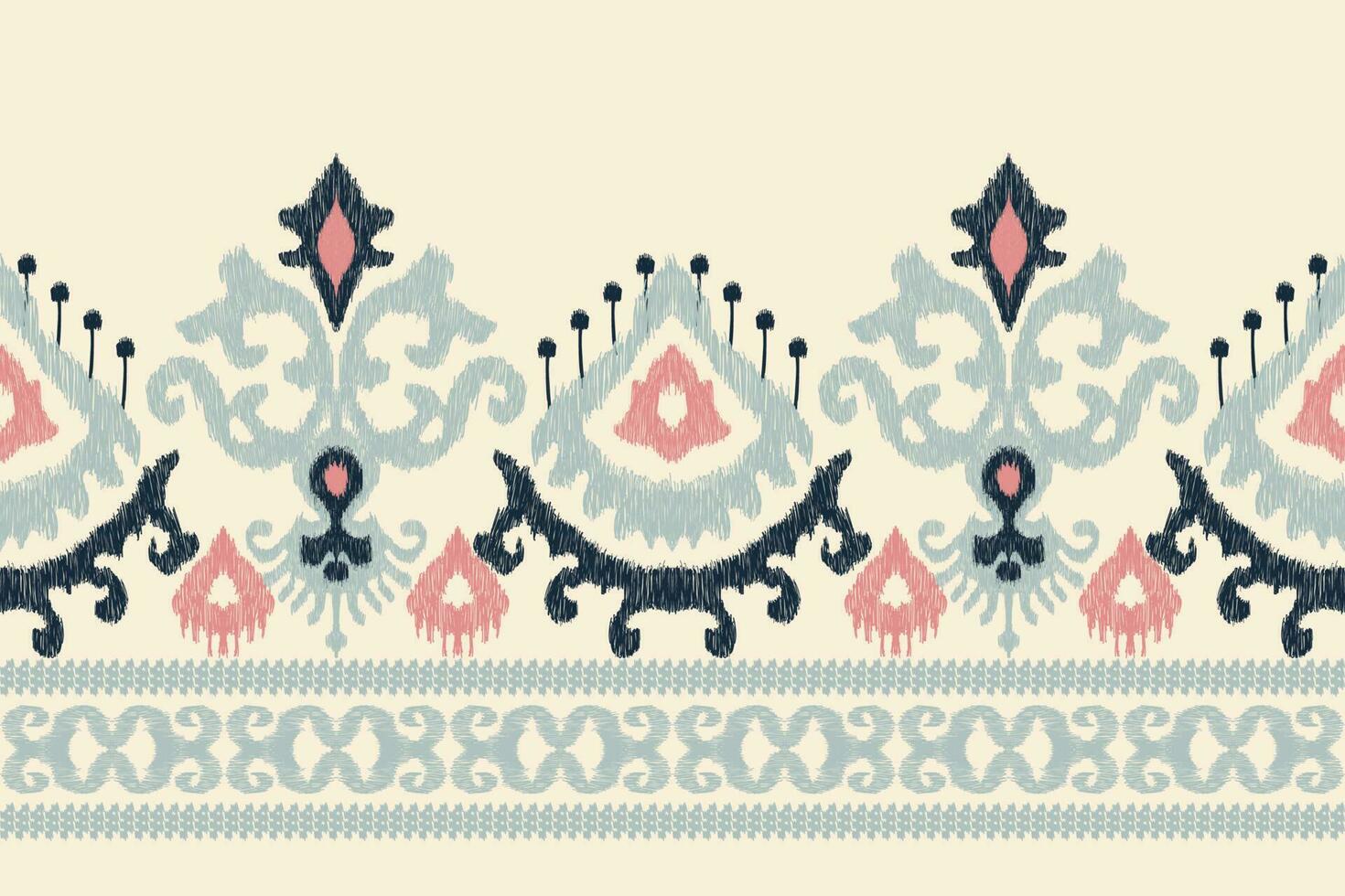 ikat blommig paisley broderi på vit bakgrund.ikat etnisk orientalisk mönster traditionell.aztec stil abstrakt vektor illustration.design för textur, tyg, kläder, inslagning, dekoration, sarong, tryck