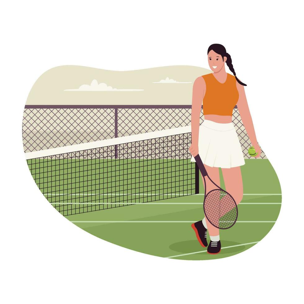 Frau Spieler Tennis Illustration Konzept vektor