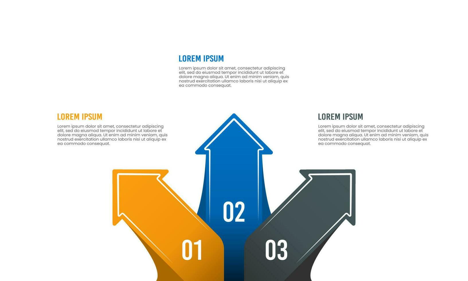 Pfeil Infografik 3 Geschäft Optionen zum Erfolg. Vektor Illustration.
