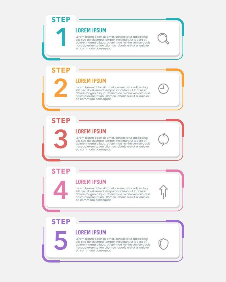 Infografik Vertikale Nummer Etiketten Vorlage 5 Schritte. Vektor Illustration.