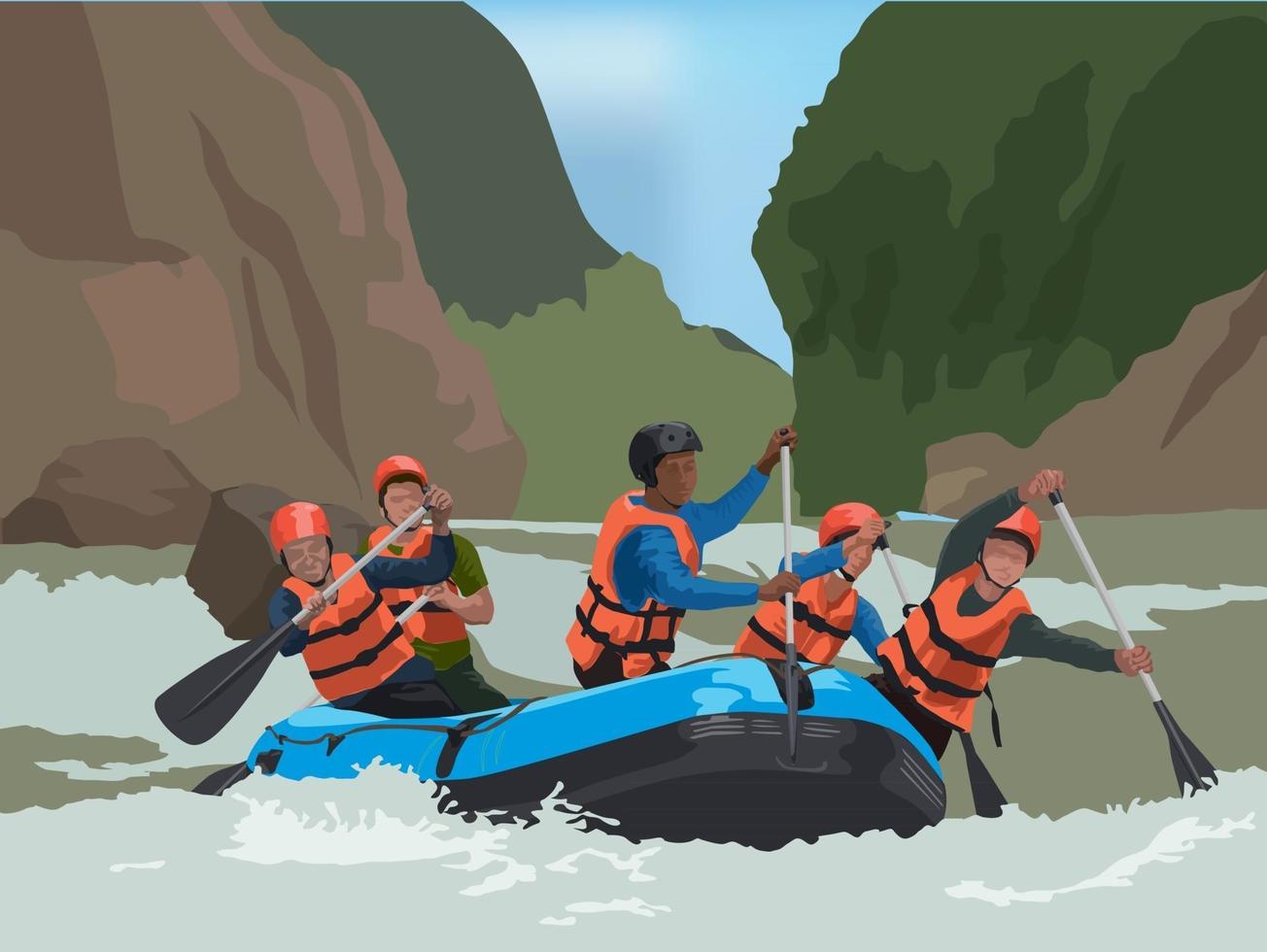 Rafting-Abenteuer im grafischen Vektor der Illustration