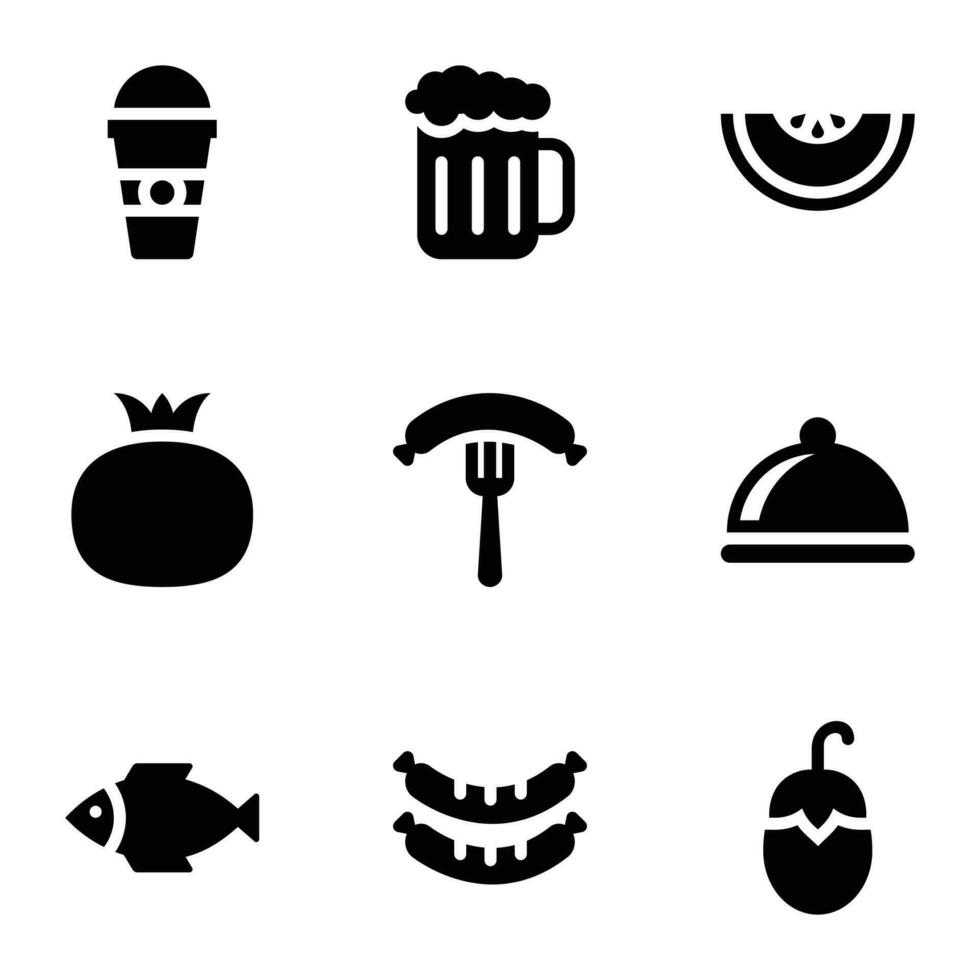 Frucht, Essen und Gemüse Symbole vektor