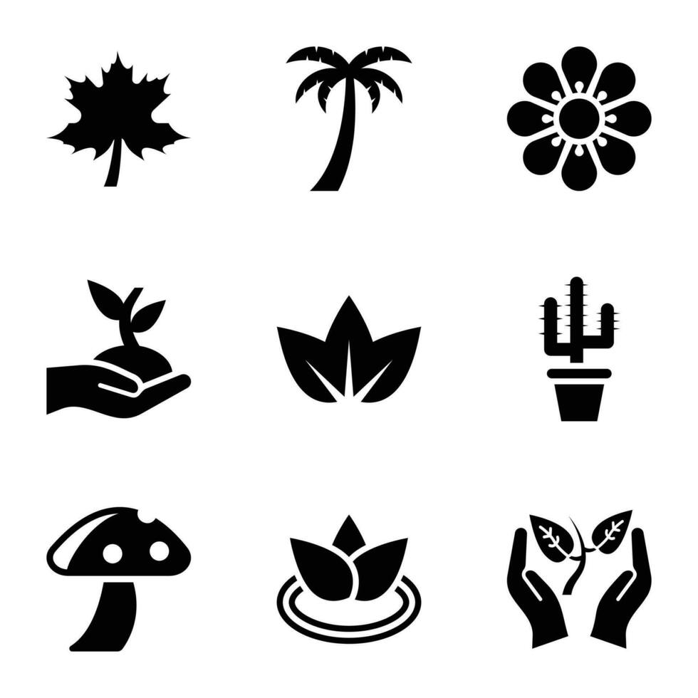 Natur Glyphe Symbole Sammlung vektor