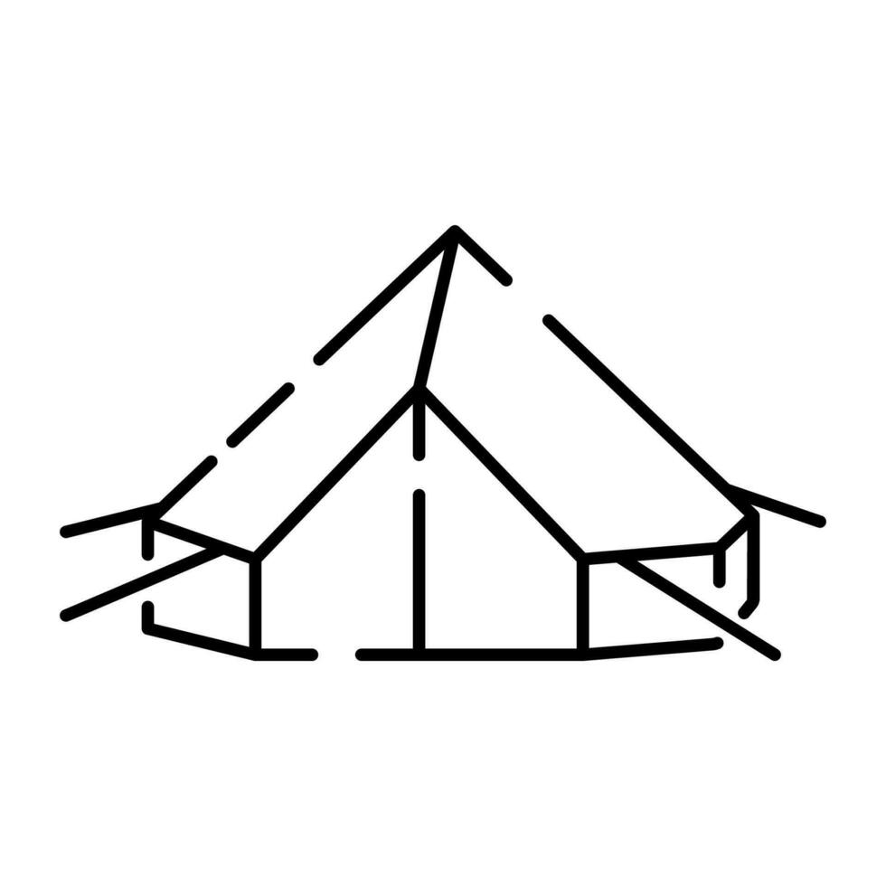 camping linje ikon enkel minimalistisk vektor illustration mall design. äventyr, resa, picknick och reslust symbol för aktivitet utomhus- sommar eller höst läger. tält.