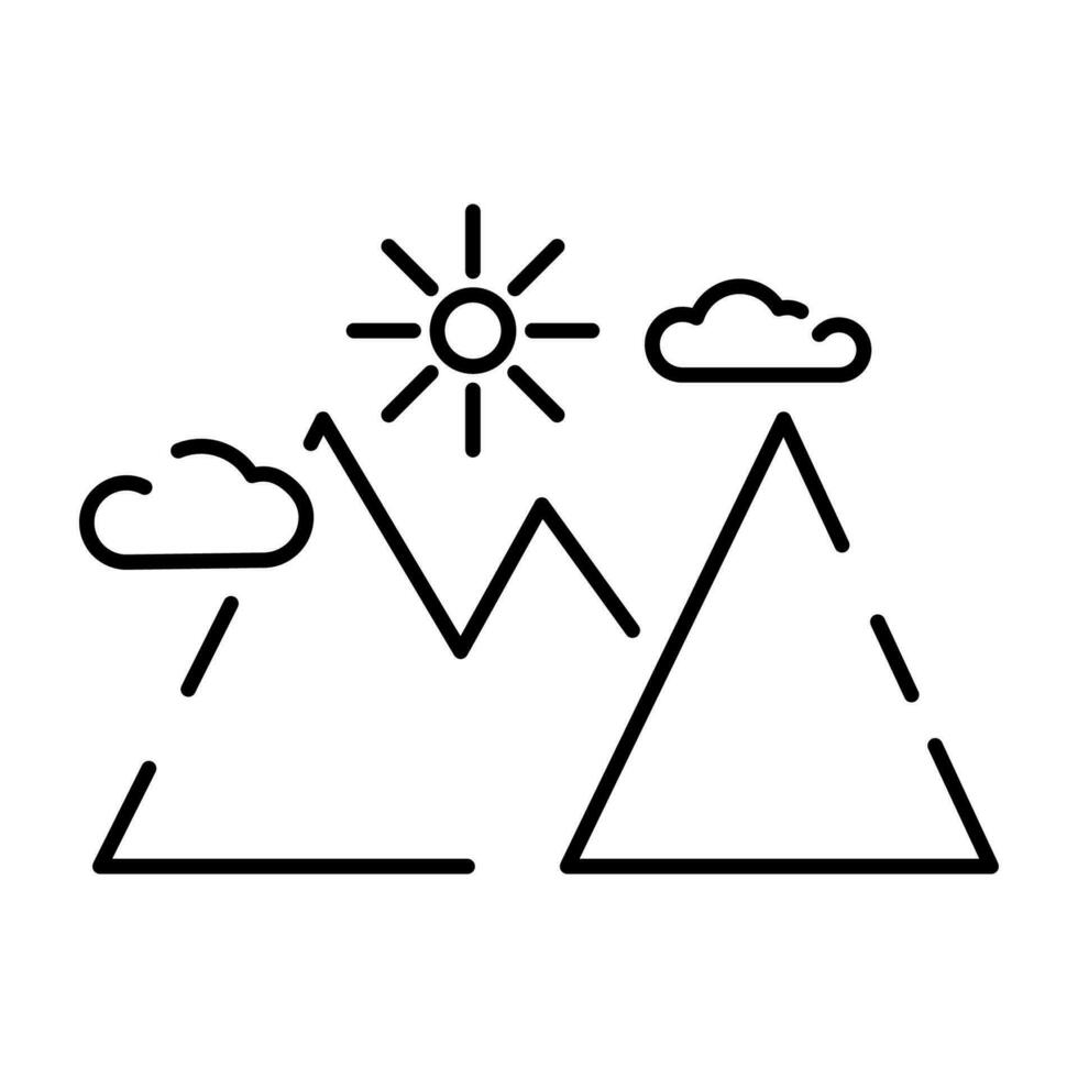 Camping Linie Symbol einfach minimalistisch Vektor Illustration Vorlage Design. Abenteuer, reisen, Picknick und Fernweh Symbol zum Aktivität draussen Sommer- oder Herbst Lager. Berg Natur.