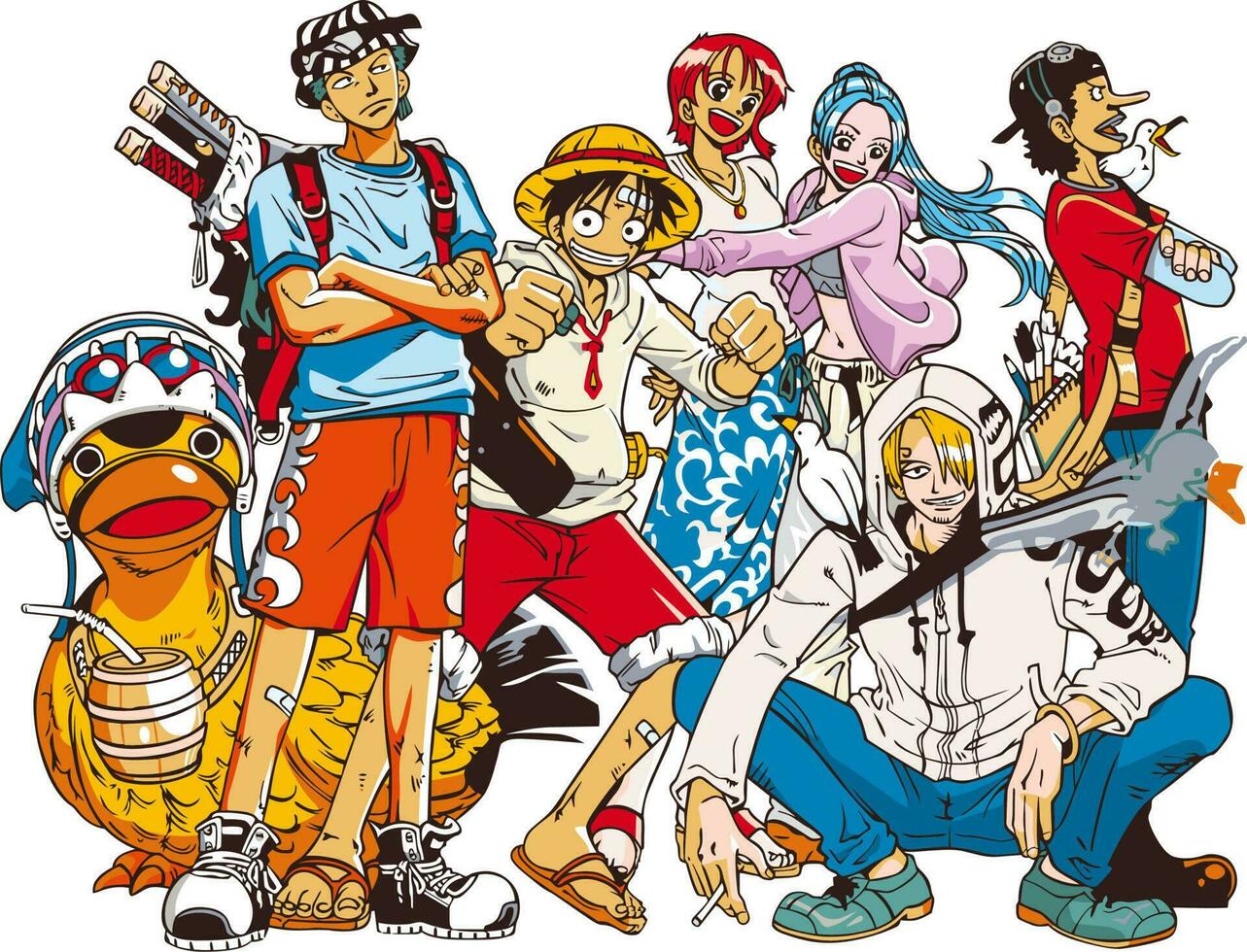 vektor manga anime pirat japan karaktär söt tecknad serie