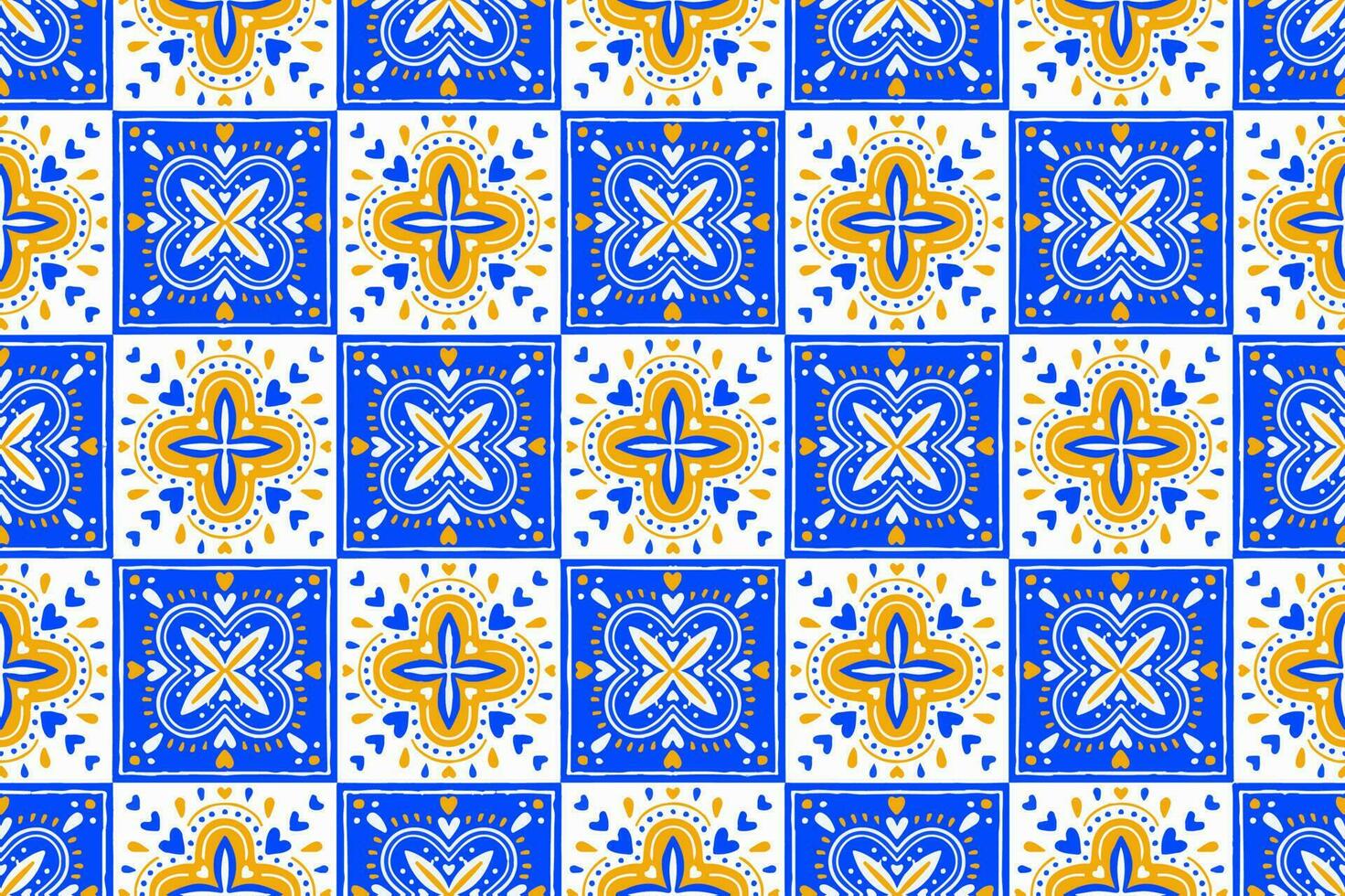 ethnisch abstrakt Hintergrund süß Blau Orange Herz Gänseblümchen Blume Motiv geometrisch Stammes- Volk orientalisch einheimisch Muster traditionell Teppich Hintergrund Kleidung Stoff Verpackung drucken Fliese Vektor