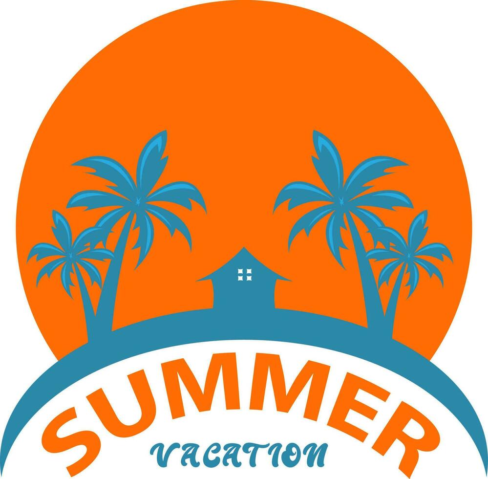 Sommer, Strand, Sonne und Palme Baum Logo vektor