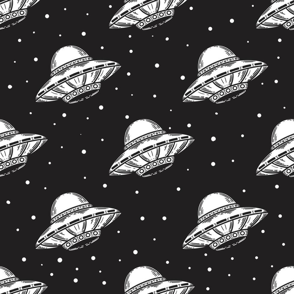 Jahrgang nahtlos Muster UFO Raumschiff Illustration vektor