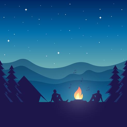 Musikfestival Camping Vector Cartoon Concept Illustration