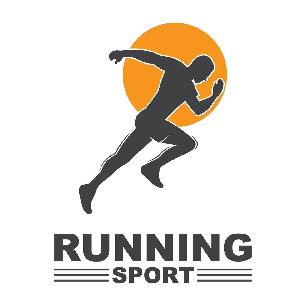 Laufen Mann Silhouette Logo, Marathon- Logo Vorlage, Laufen Verein oder Sport Verein mit Slogan Vorlage vektor